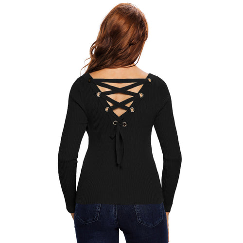 women-ribbed-knit-sweater-o-neck-lace-up-back-jerseys-mujer-invierno-long-sleeve-pullover-knitwear-black-grey-whitetrui BBL