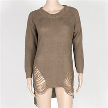 Women Ripped Knitted Sweaters and Pullovers Long Sleeve Irregular Women Sweater Destroyed Pull Femme Jumpers Thin