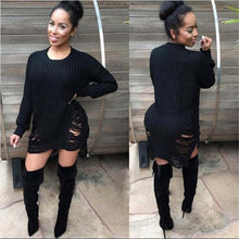 Women Ripped Knitted Sweaters and Pullovers Long Sleeve Irregular Women Sweater Destroyed Pull Femme Jumpers Thin