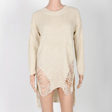 Women Ripped Knitted Sweaters and Pullovers Long Sleeve Irregular Women Sweater Destroyed Pull Femme Jumpers Thin