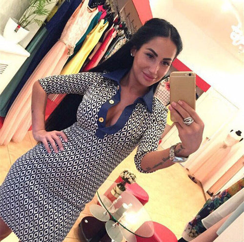 women-sexy-club-dress-deep-v-neck-plaid-print-3-4-sleeve-bodycon-dress-button-front-mini-office-dress-vestidos-white BBL