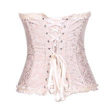 Women Sexy Satin Corset Brocade Floral Bustier Top Lace Up Back Lingerie Bodyshaper Shapewear Waist Training Corsets S~6XL