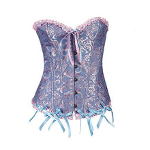 Women Sexy Satin Corset Brocade Floral Bustier Top Lace Up Back Lingerie Bodyshaper Shapewear Waist Training Corsets S~6XL