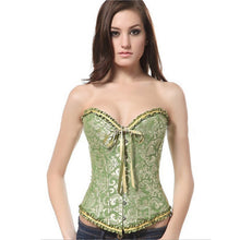 Women Sexy Satin Corset Brocade Floral Bustier Top Lace Up Back Lingerie Bodyshaper Shapewear Waist Training Corsets S~6XL