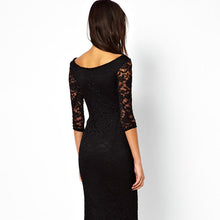 Women Slim Sexy Dresses Vestidos Women Half Lace Sleeve Patchwork Knee-Length Dress X0300