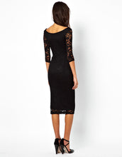 Women Slim Sexy Dresses Vestidos Women Half Lace Sleeve Patchwork Knee-Length Dress X0300