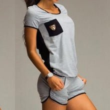 Women Sport Suit Sexy T-shirt Suit Hollow Out Sexy Sport Suits Women Jumpsuits Women Top + shorts Black Gray M0318