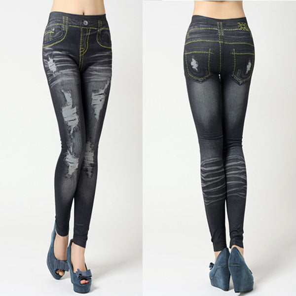 women-stretchy-skinny-jeggings-vintage-distressed-tights-denim-jeans-slim-pants BBL