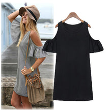 women-beach-dresses-off-shoulder-butterfly-sleeve-robe-femme-mini-dress-woman-clothes-black-grey BBL