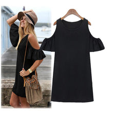 women-beach-dresses-off-shoulder-butterfly-sleeve-robe-femme-mini-dress-woman-clothes-black-grey BBL
