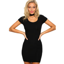 women-dress-short-sleeve-solidcolor-mini-office-dress-clubwear-party-sexy-dresses-black-red BBL