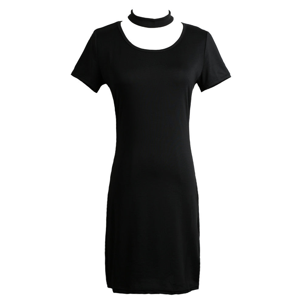 women-dress-short-sleeve-solidcolor-mini-office-dress-clubwear-party-sexy-dresses-black-red BBL