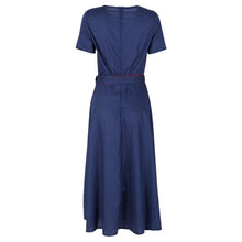 women-dresses-casual-short-sleeve-o-neck-blue-a-line-polka-dot-dress-with-sashes-womens-clothing-plus-size BBL