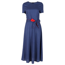 women-dresses-casual-short-sleeve-o-neck-blue-a-line-polka-dot-dress-with-sashes-womens-clothing-plus-size BBL