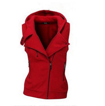 Women Sweashirt Multicolor Zipper Tank Casual Solid Hoodies with Hat Sleeveless V-neck Tops M0611