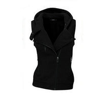 Women Sweashirt Multicolor Zipper Tank Casual Solid Hoodies with Hat Sleeveless V-neck Tops M0611