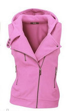 Women Sweashirt Multicolor Zipper Tank Casual Solid Hoodies with Hat Sleeveless V-neck Tops M0611