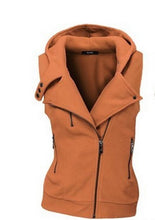 Women Sweashirt Multicolor Zipper Tank Casual Solid Hoodies with Hat Sleeveless V-neck Tops M0611