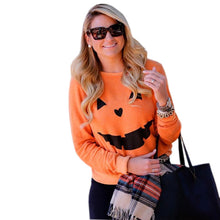 Women Sweatshirts Hoodies Pumpkin Printing Long Sleeve Round Neck Pullover European Ladies Funny Casual Hoody Tops Femme GV402