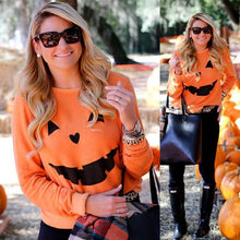 Women Sweatshirts Hoodies Pumpkin Printing Long Sleeve Round Neck Pullover European Ladies Funny Casual Hoody Tops Femme GV402