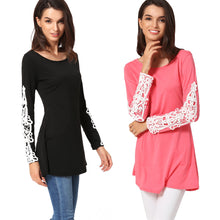 women-t-shirt-crochet-lace-splicing-womens-tops-fashion-o-neck-long-sleeve-casual-long-plus-size-top-pullover-black-tee BBL