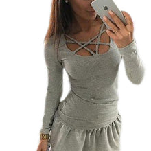 Women T shirt Casual Long Sleeve Hollow Out Spaghetti Strap Slim Long Sleeve Tops Tees Bandage T Shirts Top Femme GV399