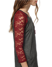 Women Tops & Tees Casual Lace Pachwork Three Quarter T-Shirts Slim O-neck T Shirt Women's Clothing Plus Size GV102