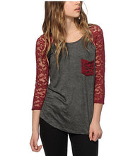 Women Tops & Tees Casual Lace Pachwork Three Quarter T-Shirts Slim O-neck T Shirt Women's Clothing Plus Size GV102