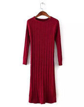 Women Twisted Back Slit Sweater Dress Solid dames Kleding jerseis knitted pull Femme Long Jumper midi pullover Sweater Dresses