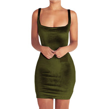 Women Velvet Bodycon Dress Sexy Scoop Collar Sleeveless Spaghetti Strap Club Mini Velvet Dress Robe Velours Strap Vestidos