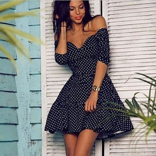 women-vintage-retro-sexy-swing-rockabilly-polka-dot-pinup-v-neck-strapless-dress BBL