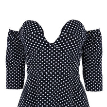 women-vintage-retro-sexy-swing-rockabilly-polka-dot-pinup-v-neck-strapless-dress BBL