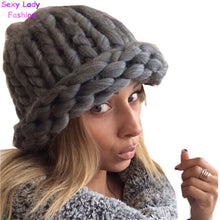 Women Warm Extra Coarse Wool Knitted Beanie Hat Cap Fisher Chapeu Gorros De Lana Touca Casquette Cappelli Bonnets Femme 7 colors