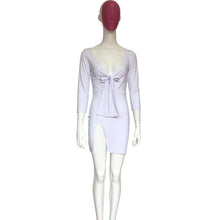 Women's Sexy V Neck Long Sleeve Dress Bowknot Split Dresses Bandage vestidosSilk Plus Size