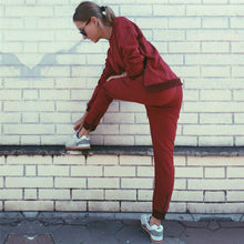 Women's 2piece Solid Women Warm Tracksuits Suit O-Neck Long sleeve Women Hoodies with Irregular Zipper Sportwear LX072