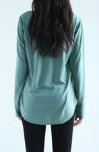 Women's Casual Sequins Pocket T Shirt O Neck Long Sleeve Loose Tops Pullover Solid t-shirts Plus Size M0185