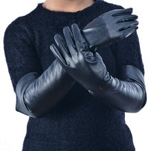 womens-faux-leather-elbow-gloves-long-gloves-warm-lined-finger-gloves-new-y8 BBL