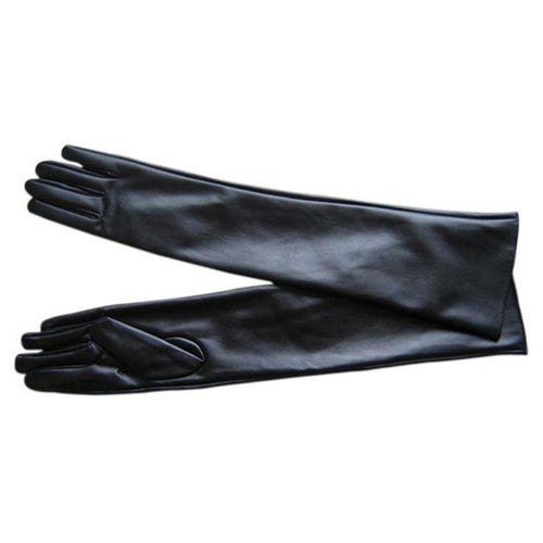 womens-faux-leather-elbow-gloves-long-gloves-warm-lined-finger-gloves-new-y8 BBL