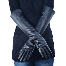 womens-faux-leather-elbow-gloves-long-gloves-warm-lined-finger-gloves-new-y8 BBL