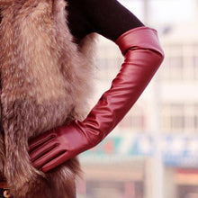 womens-faux-leather-elbow-gloves-long-gloves-warm-lined-finger-gloves-new-y8 BBL