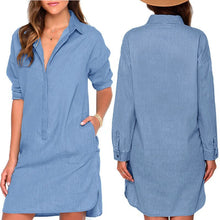 womens-sexy-casual-blue-denim-shirt-blouse-top-type-party-club-mini-jeans-dress BBL