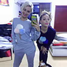 Women's Tracksuit Set Colorful Plush Ball Sweatshirt 2 Piece Set Women Long Sleeve Ice Cream Tracksuits For Women XL