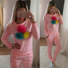 Women's Tracksuit Set Colorful Plush Ball Sweatshirt 2 Piece Set Women Long Sleeve Ice Cream Tracksuits For Women XL