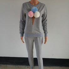 Women's Tracksuit Set Colorful Plush Ball Sweatshirt 2 Piece Set Women Long Sleeve Ice Cream Tracksuits For Women XL