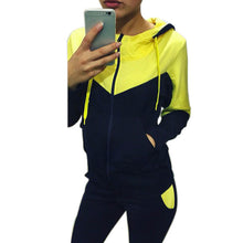 Women's Tracksuit Tops+Long Pants Sweatshirts Long Sleeve Hoodies Sweatshirt Suits Casual Patchwork