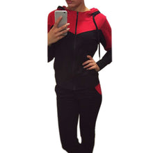 Women's Tracksuit Tops+Long Pants Sweatshirts Long Sleeve Hoodies Sweatshirt Suits Casual Patchwork