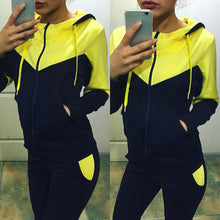 Women's Tracksuit Tops+Long Pants Sweatshirts Long Sleeve Hoodies Sweatshirt Suits Casual Patchwork