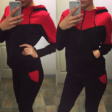 Women's Tracksuit Tops+Long Pants Sweatshirts Long Sleeve Hoodies Sweatshirt Suits Casual Patchwork