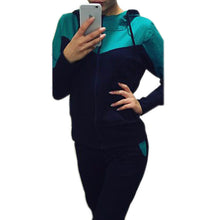Women's Tracksuit Tops+Long Pants Sweatshirts Long Sleeve Hoodies Sweatshirt Suits Casual Patchwork