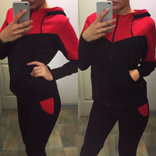 Women's Tracksuit Tops+Long Pants Sweatshirts Long Sleeve Hoodies Sweatshirt Suits Casual Patchwork